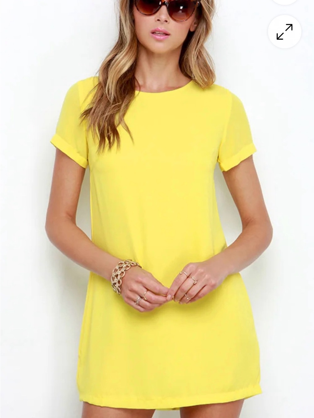 Lulus Matter of Fact Yellow Shift Dress Size S NWT